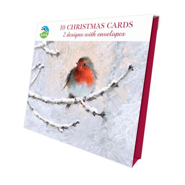 RSPB Luxury Xmas Cards 10 Frosty Perches